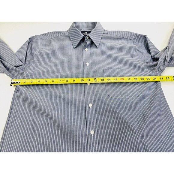 Stafford Regular Fit Size 15.5 34-35 Charcoal Gray White Pin Stripe Super Shirt - Picture 3 of 10